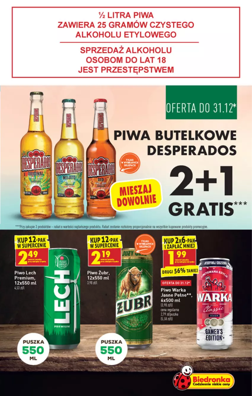 Gazetka promocyjna Biedronka - W tym tygodniu - ważna 30.12 do 31.12.2021 - strona 15 - produkty: Desperados, Gra, Lech Premium, Piwa, Piwo, Warka