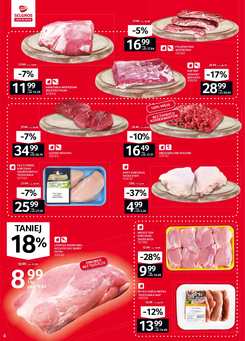 Gazetka promocyjna Selgros - Oferta spożywcza - ważna 04.02 do 17.02.2021 - strona 4 - produkty: Filet z piersi kurczaka, Karkówka wieprzowa, Kurczak, Mięso, Mięso mielone, Mięso z uda kurczaka, Polędwiczka wieprzowa, Rostbef, Udo z kurczaka