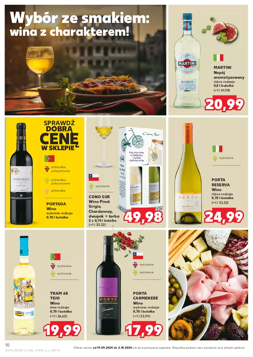 Gazetka promocyjna Kaufland - Barek Kauflandu - ważna 19.09 do 02.10.2024 - strona 10 - produkty: Chardonnay, Martini, Napój, Pinot Grigio, Por, Portada, Ser, Torba, Wino