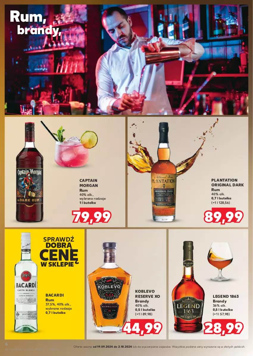 Gazetka promocyjna Kaufland - Barek Kauflandu - ważna 19.09 do 02.10.2024 - strona 6 - produkty: Bacardi, Brandy, Captain Morgan, Gin, Plantation, Rum, Ser