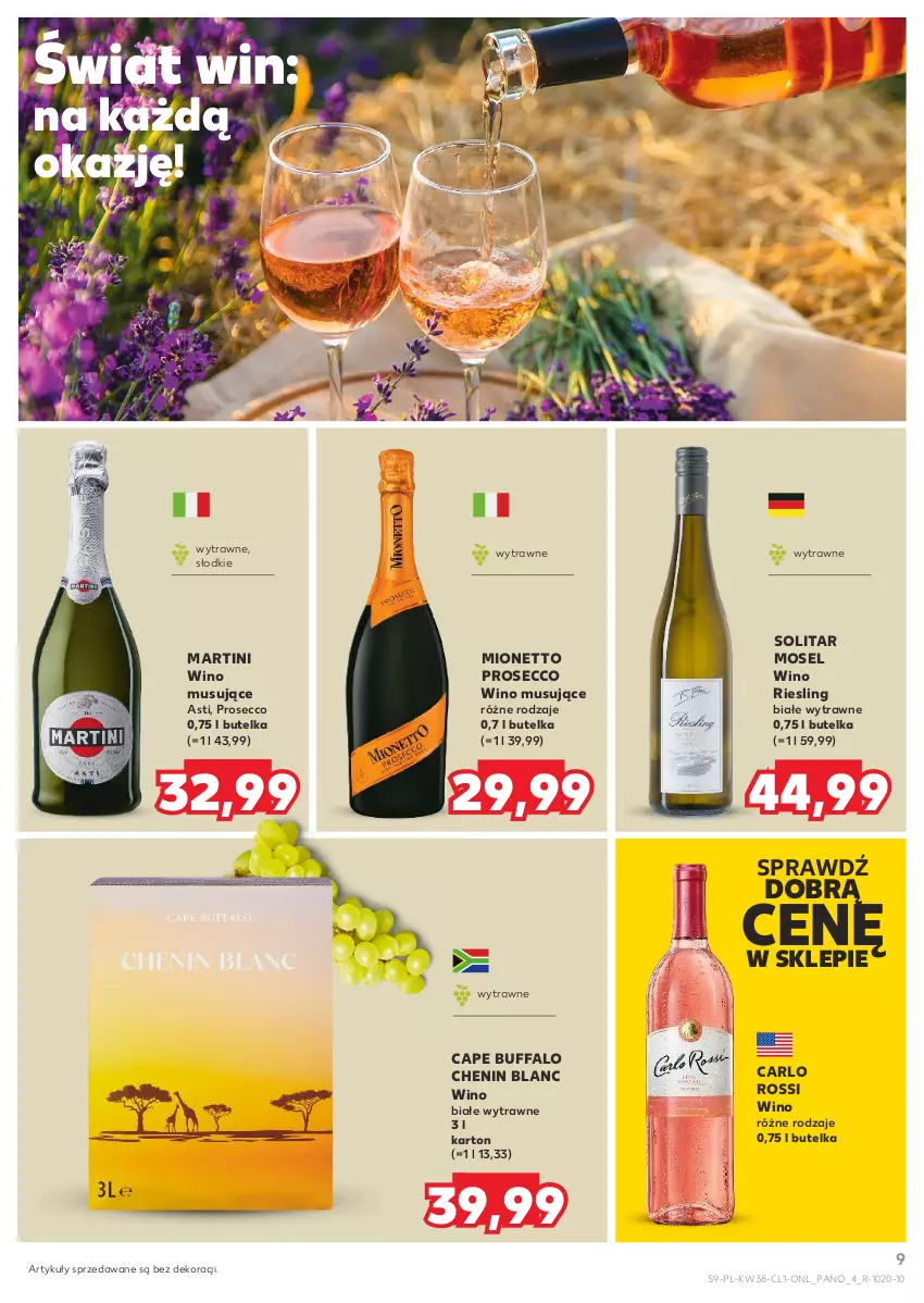 Gazetka promocyjna Kaufland - Barek Kauflandu - ważna 19.09 do 02.10.2024 - strona 9 - produkty: Carlo Rossi, Fa, Martini, Mionetto, Mus, Prosecco, Wino, Wino białe, Wino musujące