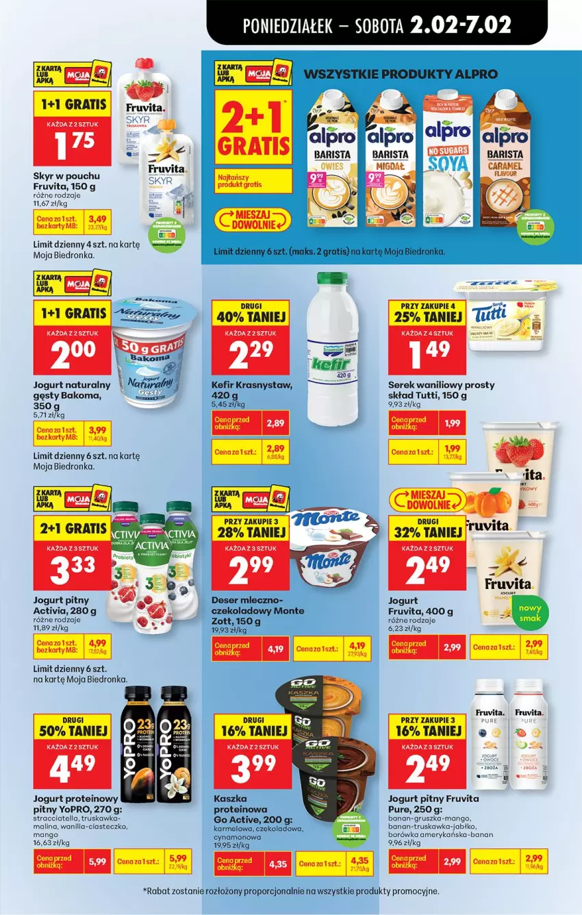 Gazetka promocyjna Biedronka - Gazetka - ważna 02.02 do 09.02.2026 - strona 45 - produkty: Activia, Alpro, Bakoma, Borówka, Deser, Gra, Jogurt, Jogurt naturalny, Jogurt pitny, Kefir, Mango, Monte, Por, Pur, Ser, Serek, Zott