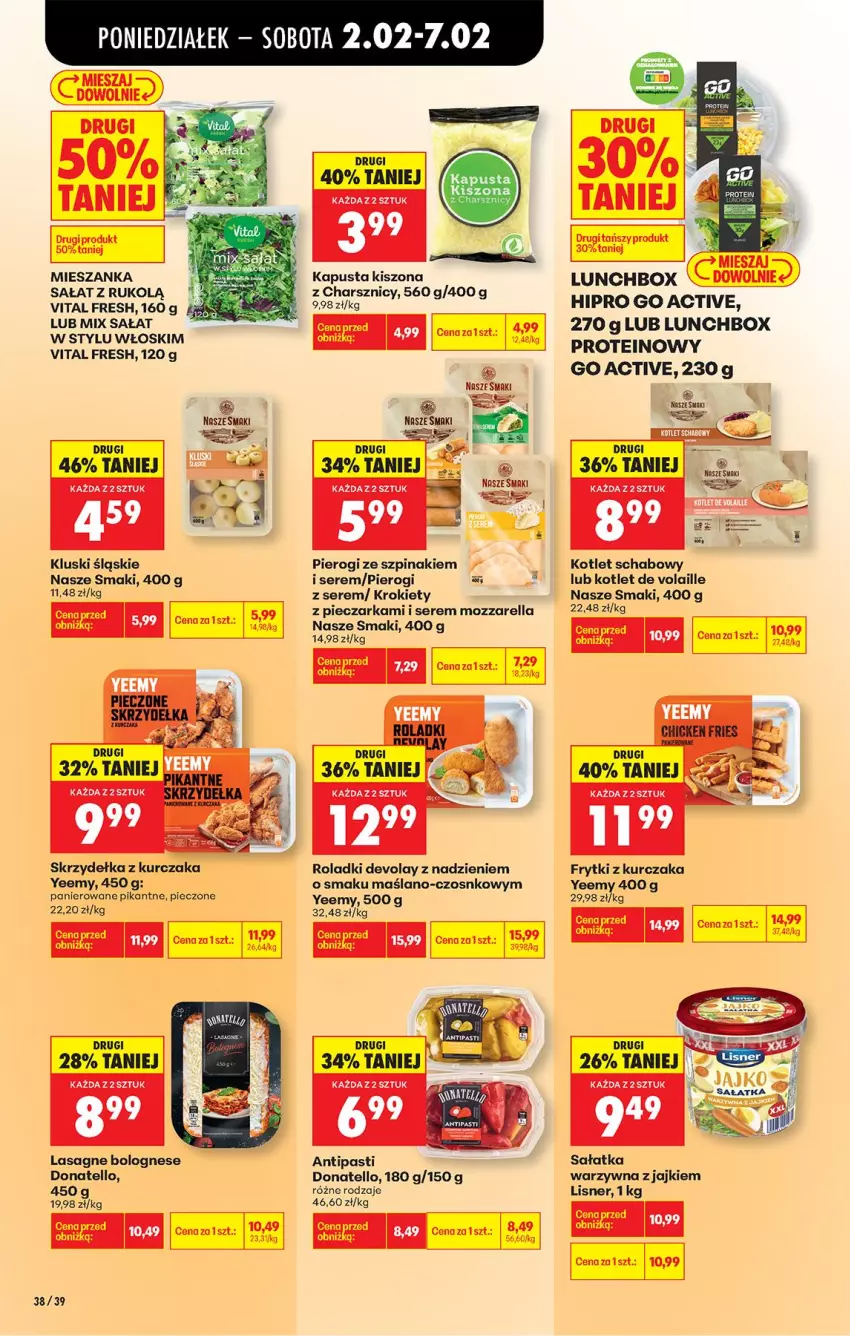 Gazetka promocyjna Biedronka - Gazetka - ważna 02.02 do 09.02.2026 - strona 48 - produkty: Fa, Frytki, Kotlet, Krokiety, Kurczak, Lasagne, Lasagne bolognese, LG, Lisner, Mieszanka sałat, Mozzarella, Piec, Pieczarka, Pierogi, Sałat, Sałatka, Sałatka warzywna, Ser, Skrzydełka z kurczaka, Szpinak