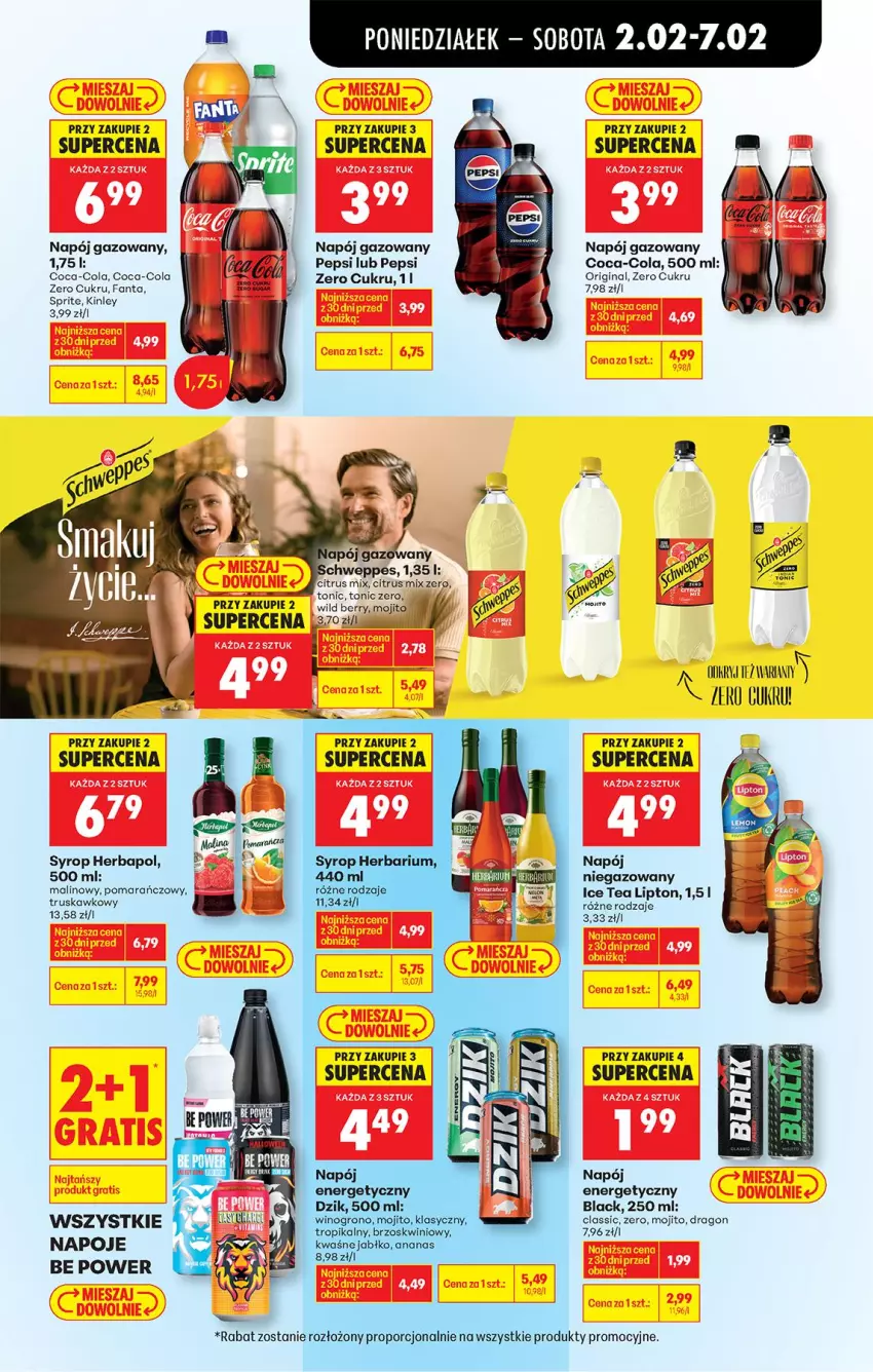 Gazetka promocyjna Biedronka - Gazetka - ważna 02.02 do 09.02.2026 - strona 63 - produkty: Coca-Cola, Fa, Fanta, Gin, Herbapol, Ice tea, Lack, Lipton, Napój, Napój gazowany, Napoje, Pepsi, Por, Schweppes, Sprite, Syrop