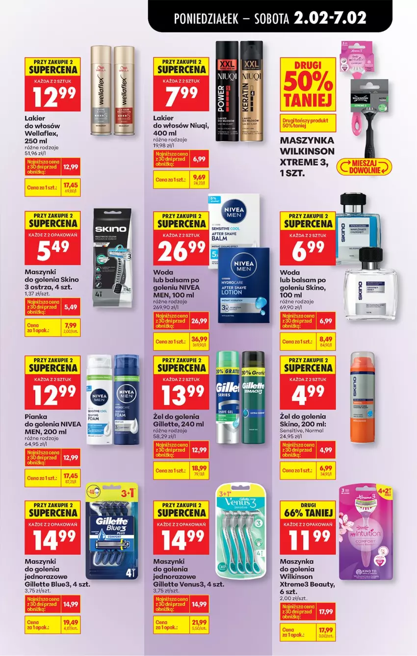 Gazetka promocyjna Biedronka - Gazetka - ważna 02.02 do 09.02.2026 - strona 69 - produkty: Balsam po goleniu, Gillette, Gillette Venus, Gra, JBL, Lakier, Lakier do włosów, Maszynka, Maszynka do golenia, Niuqi, Nivea, Nivea Men, Szynka, Venus, Wella, Wellaflex, Woda