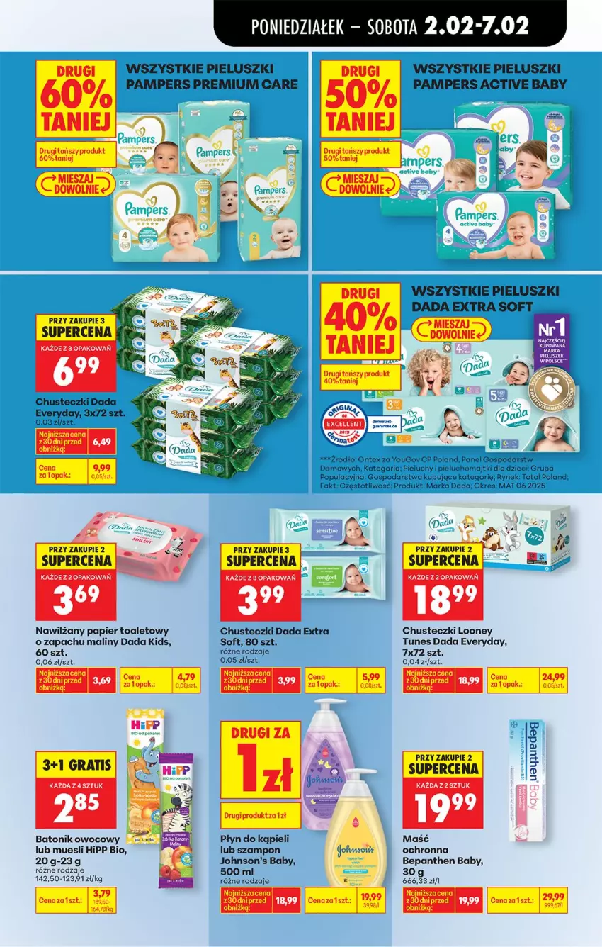 Gazetka promocyjna Biedronka - Gazetka - ważna 02.02 do 09.02.2026 - strona 73 - produkty: Baton, Bepanthen, Chusteczki, Dada, Dzieci, Fa, Gra, HiPP, Hipp Bio, Johnson's, Johnson's Baby, LANA, Majtki, Maliny, Nawilżany papier, Pampers, Papier, Papier toaletowy, Pieluchomajtki, Pieluchy, Płyn do kąpieli, Szampon, Tonik, Top