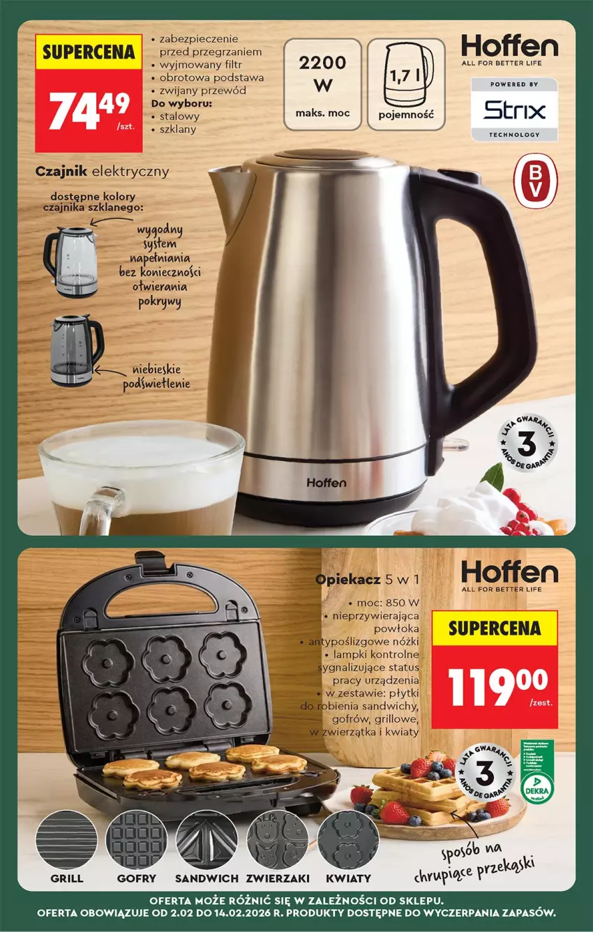 Gazetka promocyjna Biedronka - Gazetka - ważna 02.02 do 09.02.2026 - strona 82 - produkty: Czajnik, Czajnik elektryczny, Grill, Miecz, Piec, Przewód, Szal