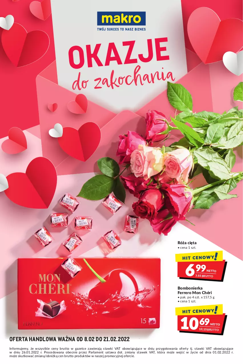 Gazetka promocyjna Makro - [Oferta specjalna] Walentynki - ważna 08.02 do 21.02.2022 - strona 1 - produkty: Ferrero, Mon Chéri, Róża