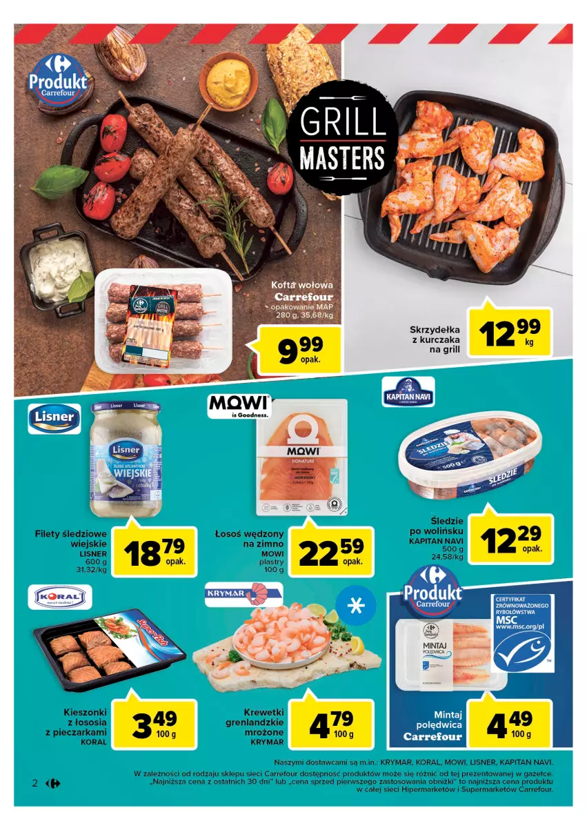 Gazetka promocyjna Carrefour - Gazetka Targ świeżości - ważna 15.05 do 20.05.2023 - strona 2 - produkty: Grill, Krewetki, Kurczak, Lisner, Piec, Pieczarka, Sos