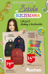 Gazetka promocyjna Auchan - Szkoła oszczędzania Hipermarkety 18-24.08 - Gazetka - ważna od 24.08 do 24.08.2022 - strona 1 - produkty: Top, Flamastry, Organizer, Plecak