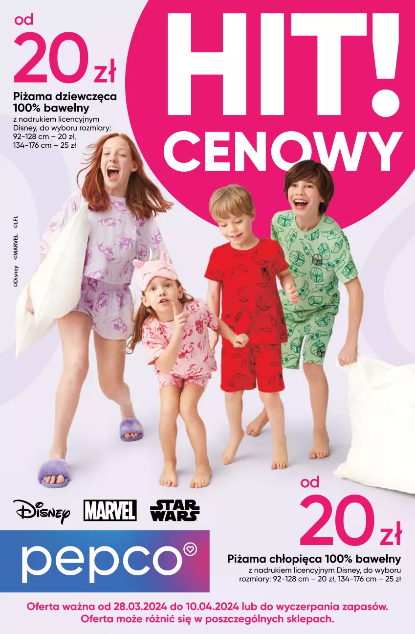 Gazetka promocyjna Pepco - Piżamy Disney - ważna 28.03 do 12.04.2024 - strona 1 - produkty: Ariel, Disney, Piżama