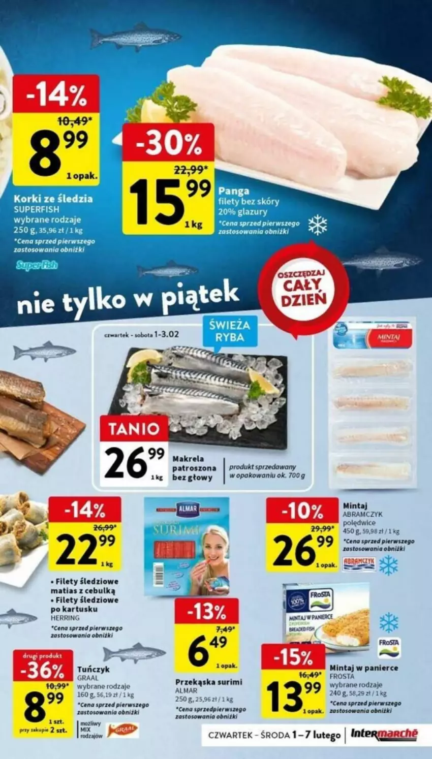 Gazetka promocyjna Intermarche - ważna 05.02 do 07.02.2024 - strona 18 - produkty: Frosta, Gra, Graal, Lazur, Mintaj, Panga, Surimi, Tuńczyk