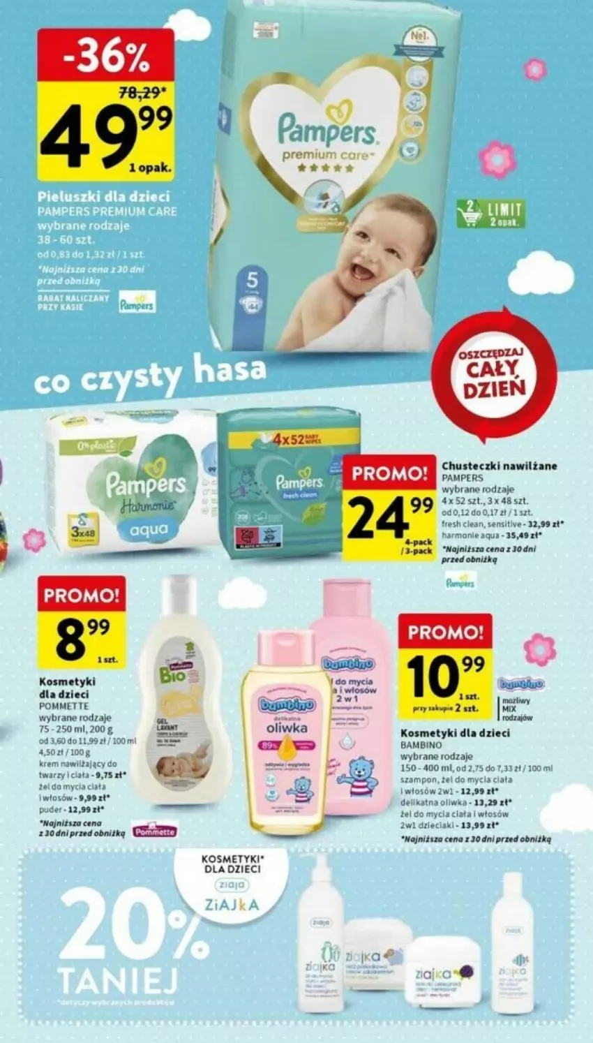 Gazetka promocyjna Intermarche - ważna 05.02 do 07.02.2024 - strona 31 - produkty: Chusteczki, Dzieci, Kosmetyki dla dzieci, Krem nawilżający, Pampers, Puder