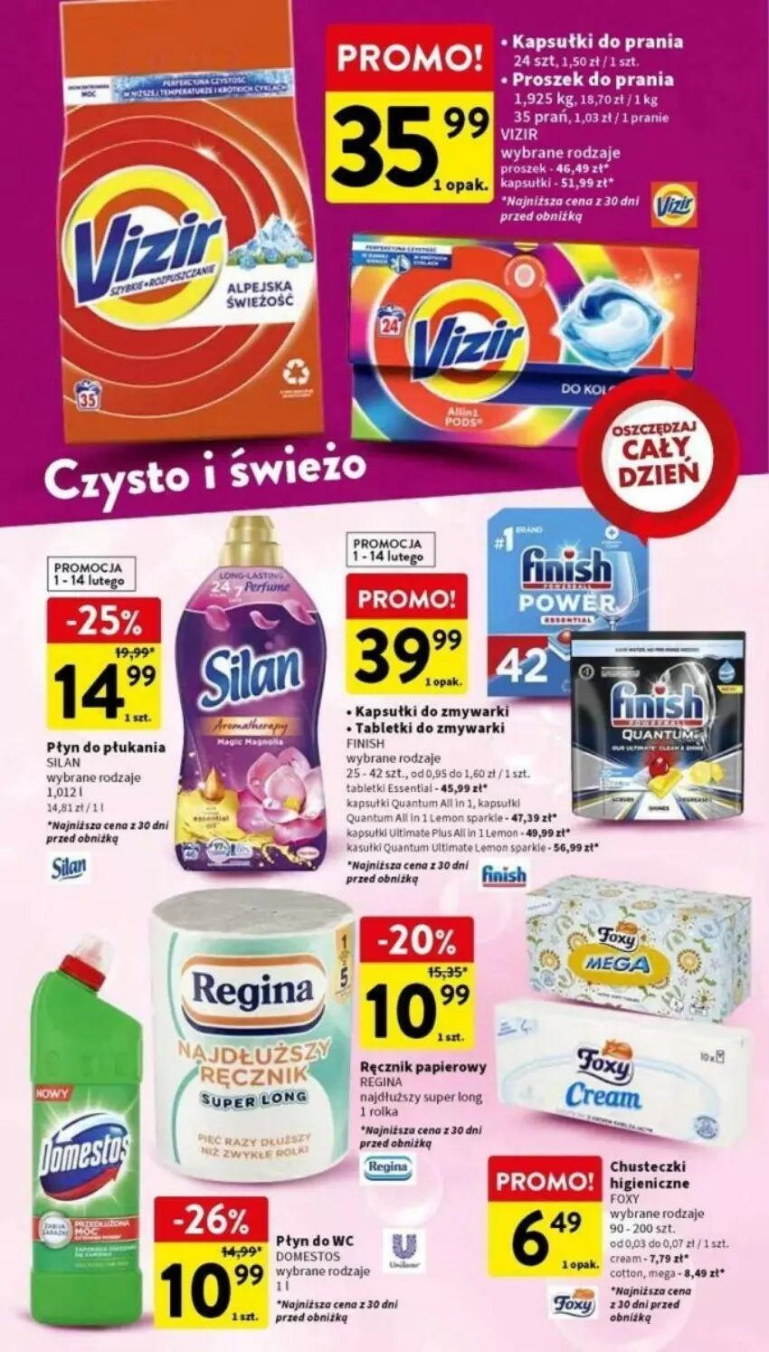 Gazetka promocyjna Intermarche - ważna 05.02 do 07.02.2024 - strona 32 - produkty: Chusteczki, Domestos, Finish, Gin, Kapsułki do prania, Papier, Płyn do płukania, Płyn do wc, Proszek do prania, Ręcznik, Silan, Tablet, Tabletki do zmywarki, Zmywarki