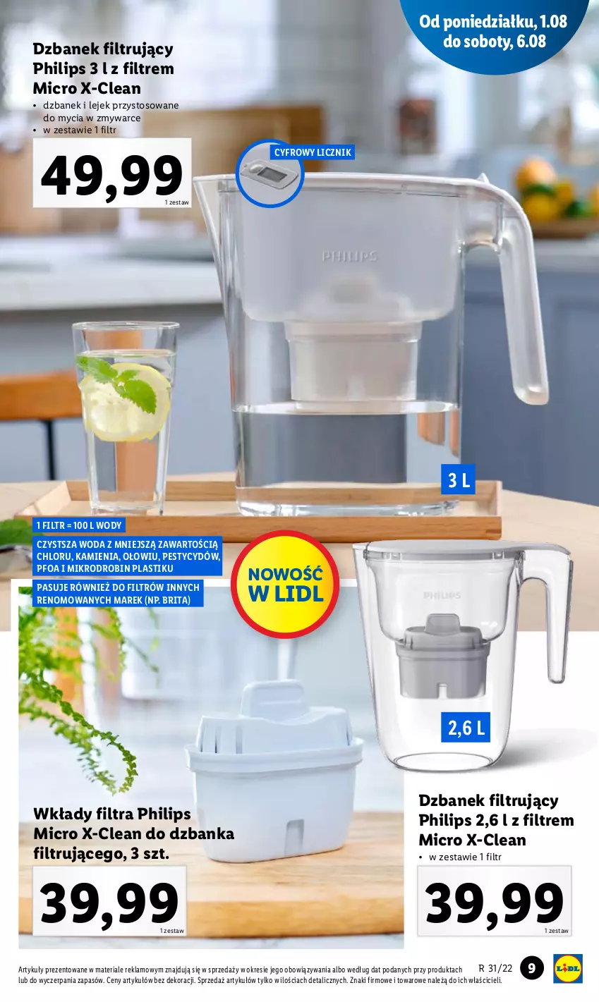 Gazetka promocyjna Lidl - GAZETKA - ważna 01.08 do 06.08.2022 - strona 9 - produkty: Brit, Brita, Dzbanek, Dzbanek filtrujący, Philips, Woda