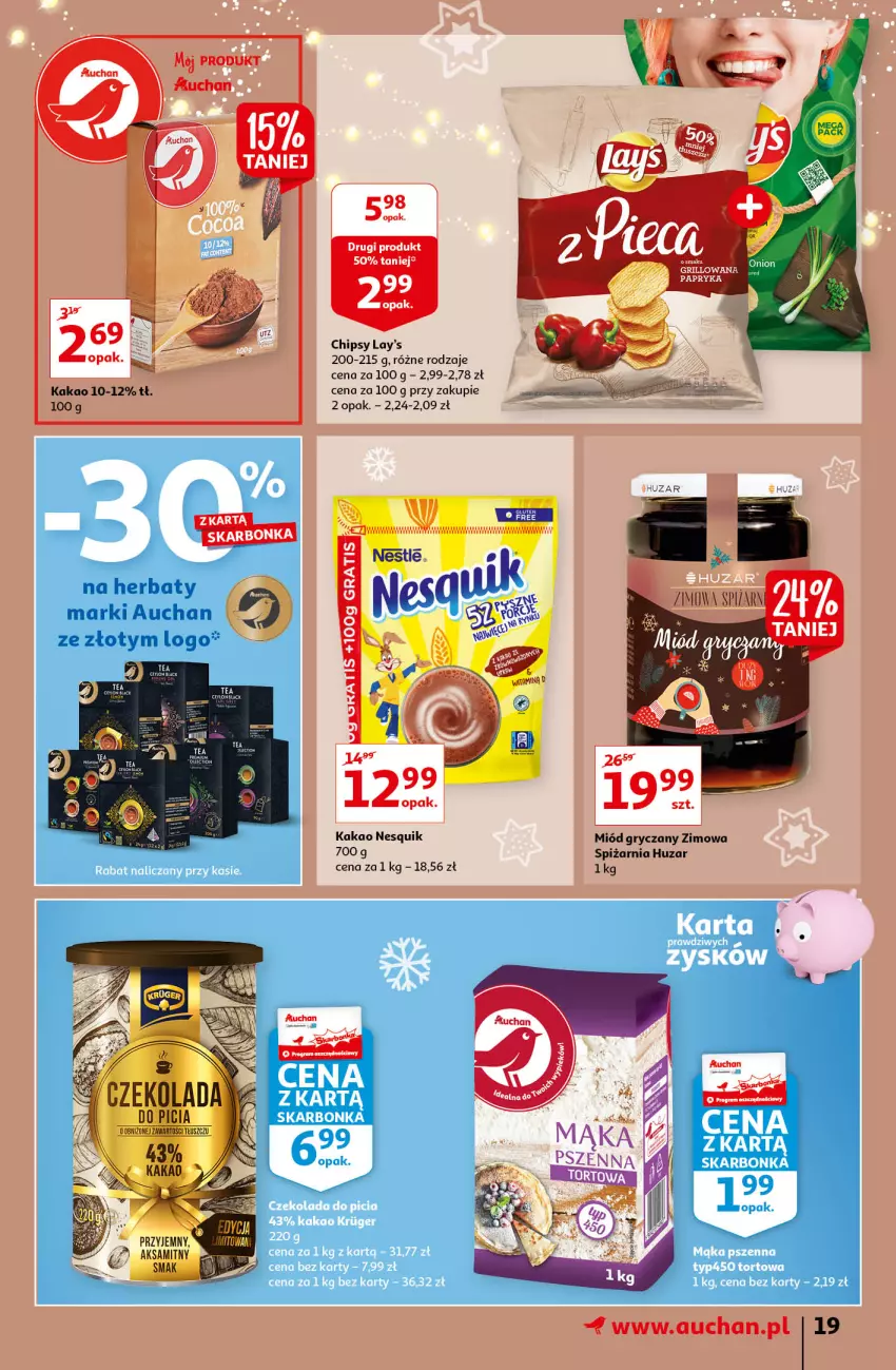 Gazetka promocyjna Auchan - Magia Świąt Hipermarkety - ważna 09.12 do 15.12.2021 - strona 19 - produkty: Chipsy, Czekolada, Gry, Kakao, Miód, Nesquik