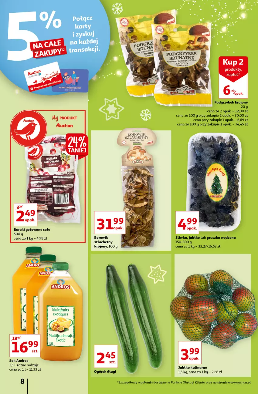 Gazetka promocyjna Auchan - Magia Świąt Hipermarkety - ważna 09.12 do 15.12.2021 - strona 8 - produkty: Buraki, Ogórek, Sok