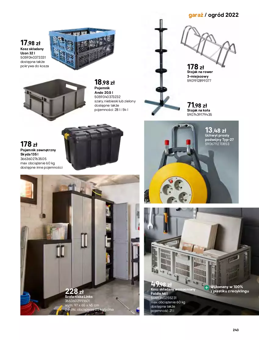 Gazetka promocyjna Castorama - Katalog Ogrody 2022 - ważna 01.03 do 31.10.2022 - strona 243 - produkty: Astor, Fa, Garaż, Kosz, Ogród, Pojemnik, Pokrywa, Półka, Por, Rama, Regał, Rower, Sok, Stojak, Szafa