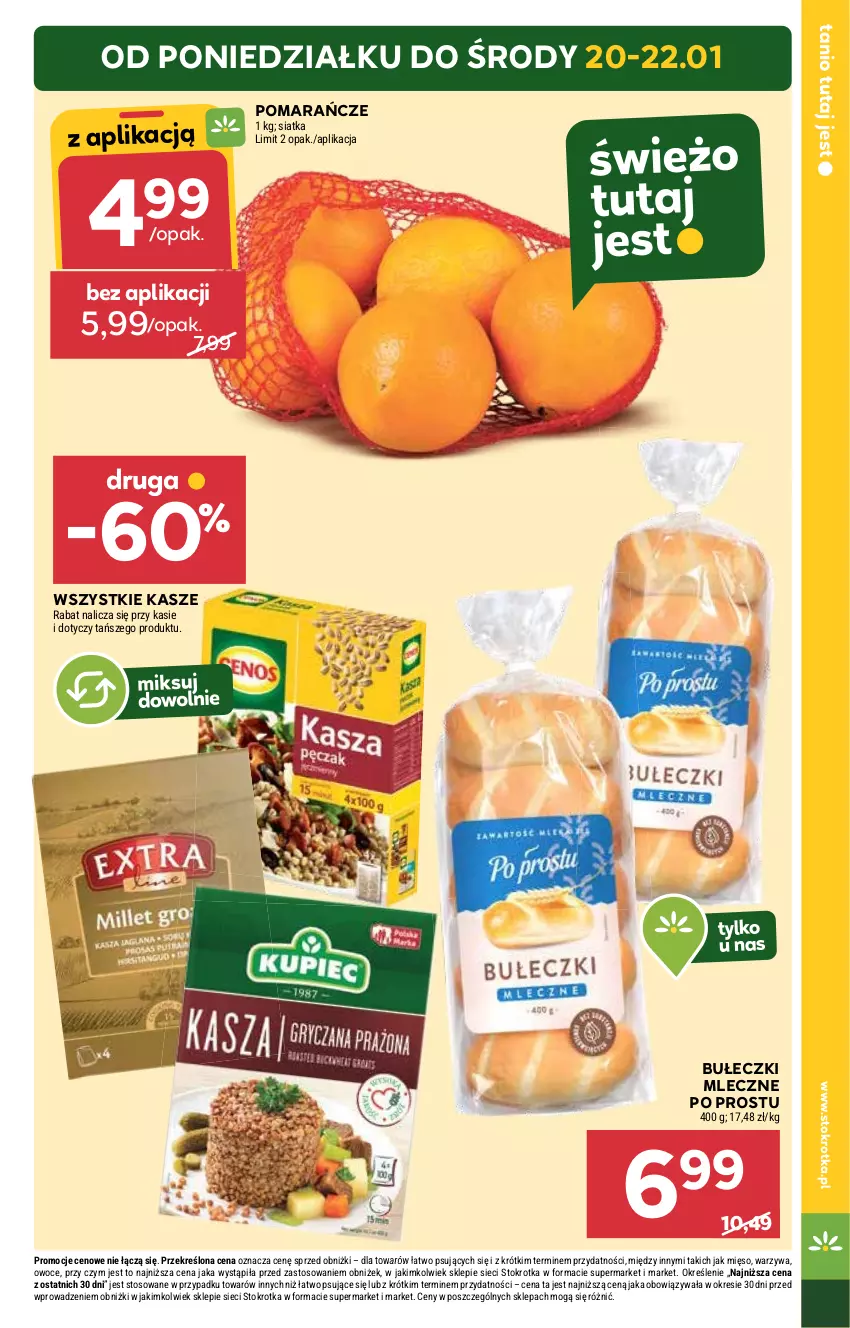 Gazetka promocyjna Stokrotka - Supermarket Opole/Radom - ważna 16.01 do 22.01.2025 - strona 5 - produkty: Bułeczki, Bułeczki mleczne, Mięso, Owoce, Pomarańcze, Siatka, Warzywa