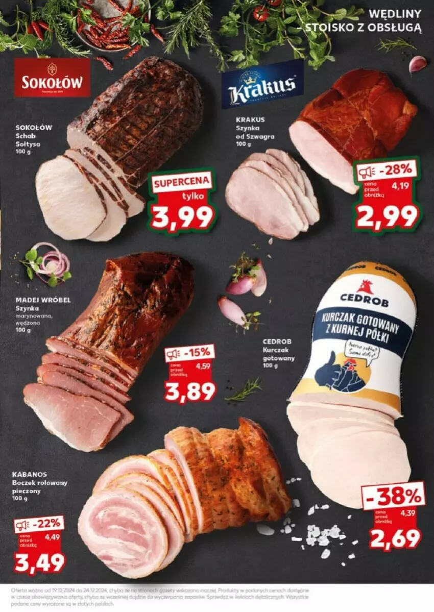 Gazetka promocyjna Kaufland - ważna 23.12 do 24.12.2024 - strona 16 - produkty: Boczek, Fa, Krakus, Piec, Sok, Sokołów, Szynka