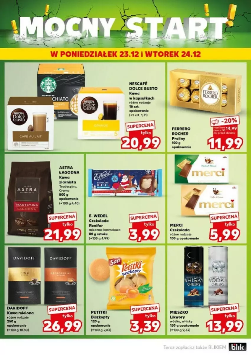 Gazetka promocyjna Kaufland - ważna 23.12 do 24.12.2024 - strona 47 - produkty: Biszkopty, Chia, Czekolada, Davidoff, Dolce Gusto, E. Wedel, Ferrero, Ferrero Rocher, Kawa, Kawa mielona, Merci, Miecz, Praliny, Renifer, Whisky, Wódka