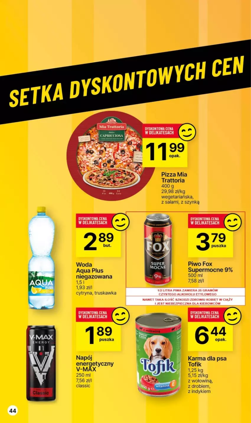 Gazetka promocyjna Delikatesy Centrum - Dyskontowe ceny w Delikatesach Centrum - ważna 30.11 do 06.12.2023 - strona 44 - produkty: Napój, Piwo, Pizza, Salami, Woda