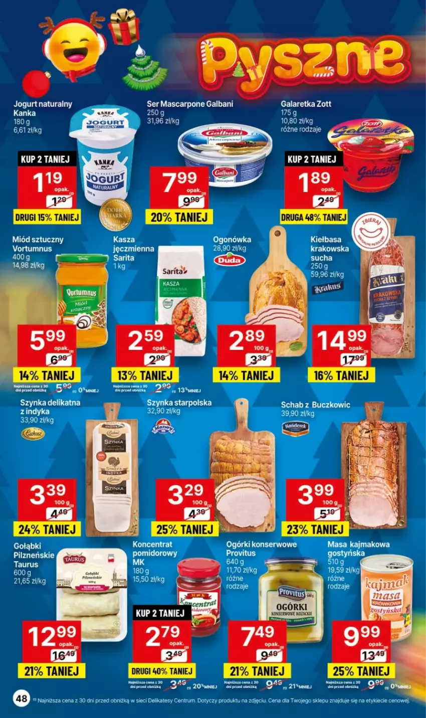 Gazetka promocyjna Delikatesy Centrum - Dyskontowe ceny w Delikatesach Centrum - ważna 30.11 do 06.12.2023 - strona 48 - produkty: Fa, Gala, Galaretka, Galbani, Jogurt, Jogurt naturalny, Mascarpone, Miód, Rum, Ser, Zott