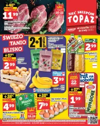 Gazetka promocyjna Topaz - Gazetka - Gazetka - ważna od 26.02 do 26.02.2025 - strona 1 - produkty: Mus, Jaja, Karkówka wieprzowa, Tymbark, Waga, Masło, Napój, Mleko