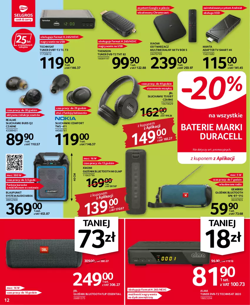 Gazetka promocyjna Selgros - Oferta przemysłowa - ważna 19.04 do 04.05.2022 - strona 12 - produkty: Duracell, Głośnik, Głośnik bluetooth, Gry, JBL, Manta, Mikrofon, Słuchawki, Thomson