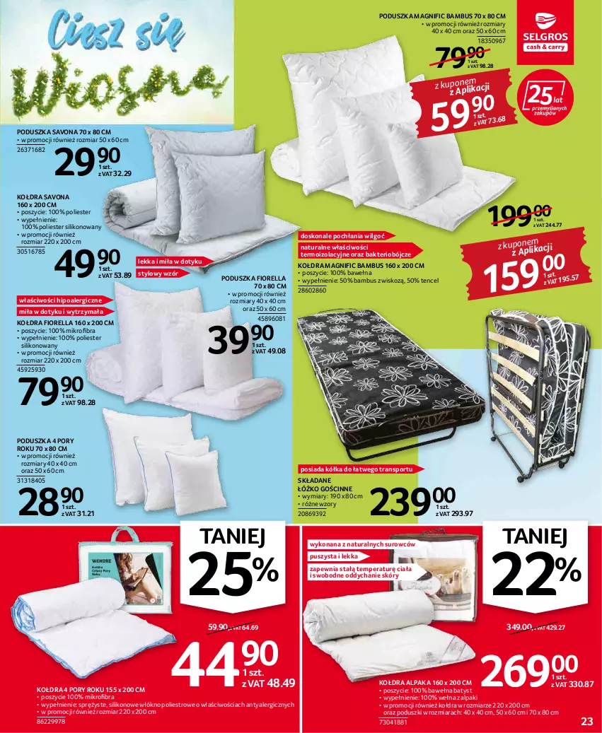 Gazetka promocyjna Selgros - Oferta przemysłowa - ważna 19.04 do 04.05.2022 - strona 23 - produkty: Kołdra, LG, Poduszka, Por, Sport, Tran, Wełna