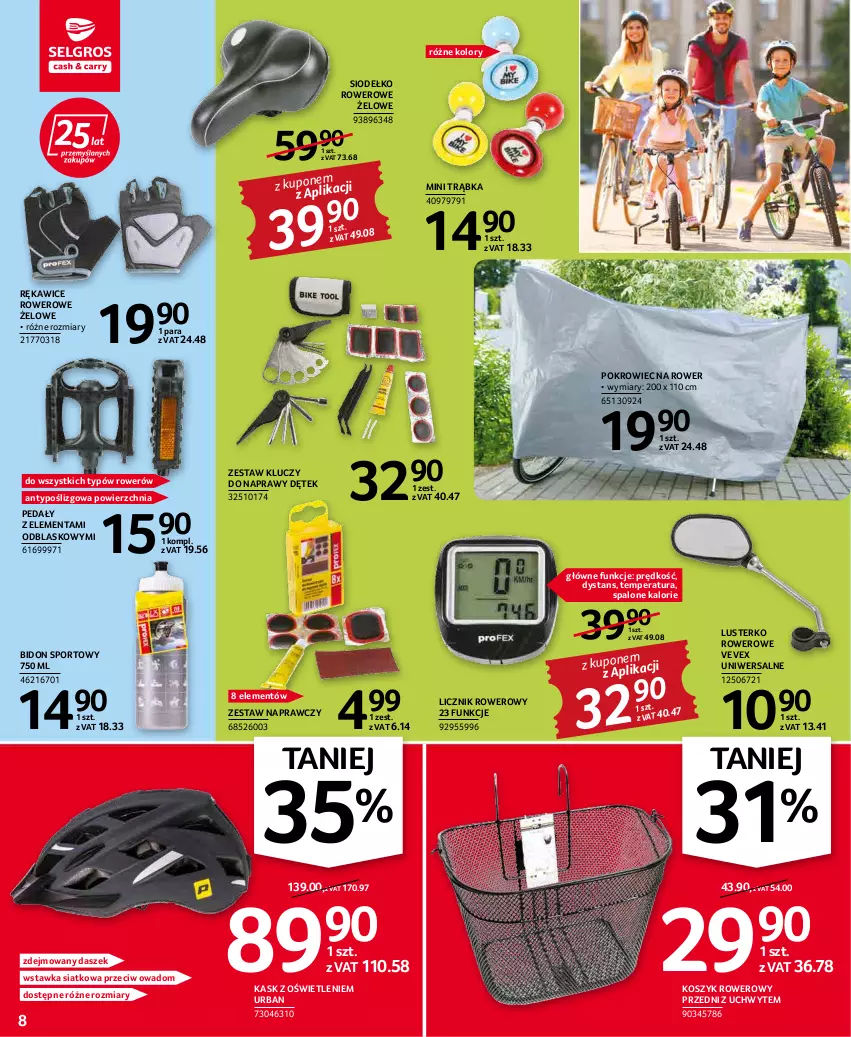 Gazetka promocyjna Selgros - Oferta przemysłowa - ważna 19.04 do 04.05.2022 - strona 8 - produkty: Kask, Kosz, Pokrowiec, Por, Rękawice, Rower, Sport, Trąbka, Zestaw kluczy