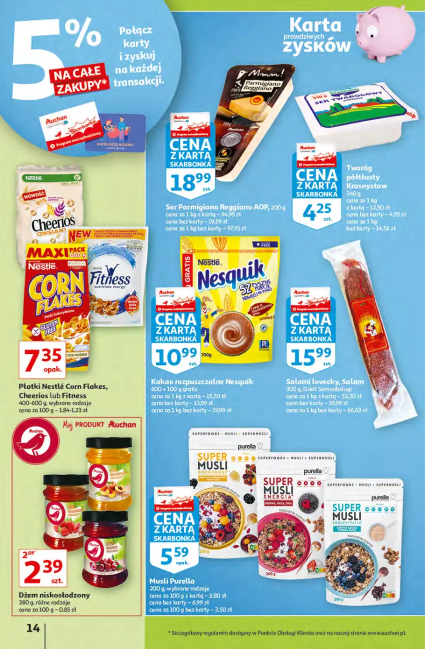 Gazetka promocyjna Auchan - Hiperoszczędzanie z Kartą Skarbonka 2 Hipermarkety - ważna 14.10 do 20.10.2021 - strona 14 - produkty: Cheerios, Corn flakes, Dżem, LG, Mus