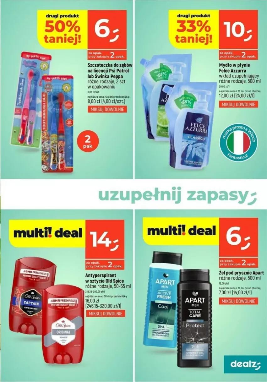 Gazetka promocyjna Dealz - ważna 23.01 do 29.01.2025 - strona 9 - produkty: Antyperspirant, Inka, Mydło, Mydło w płynie, Old Spice, Psi Patrol, Szczoteczka, Szczoteczka do zębów