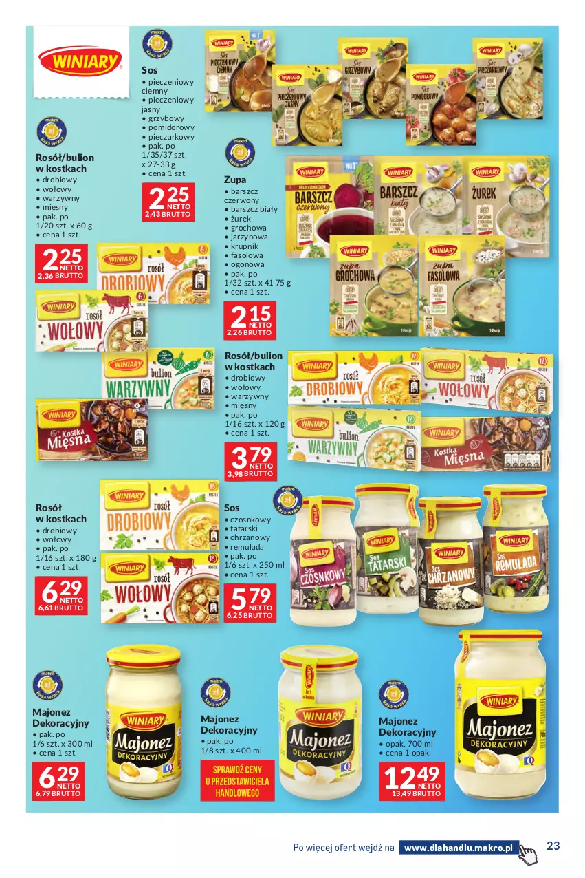 Gazetka promocyjna Makro - Dystrybucja do sklepów - ważna 09.06 do 06.07.2026 - strona 23 - produkty: Bulion, Chrzan, Fa, Groch, Krupnik, Lion, Majonez, Piec, Rosół, Sos, Zupa
