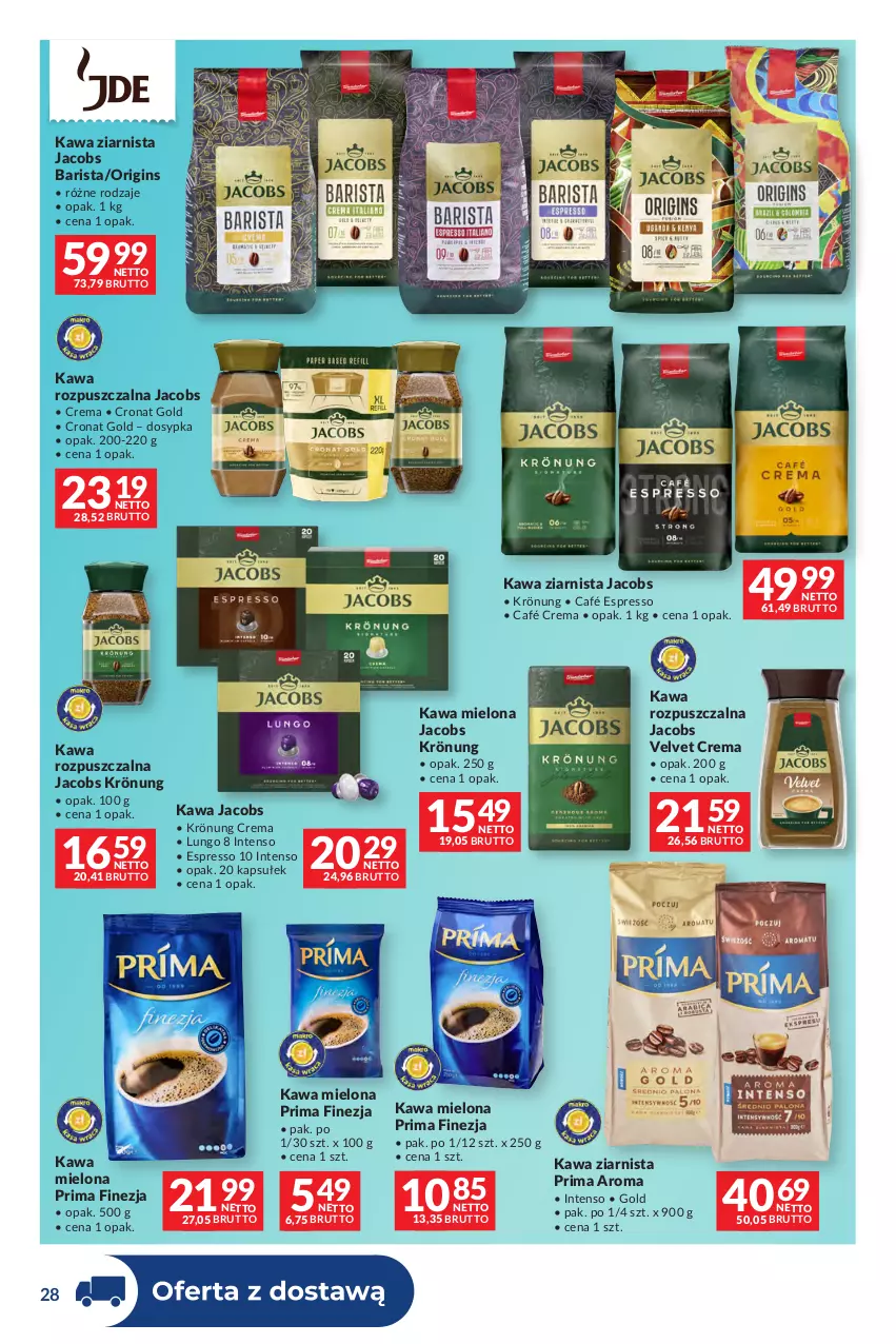 Gazetka promocyjna Makro - Dystrybucja do sklepów - ważna 09.06 do 06.07.2026 - strona 28 - produkty: Gin, Jacobs, Jacobs Krönung, Jacobs Velvet, Kawa, Kawa mielona, Kawa rozpuszczalna, Kawa ziarnista, Prima, Velvet
