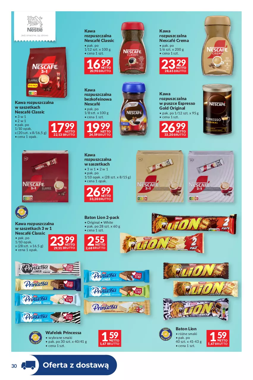 Gazetka promocyjna Makro - Dystrybucja do sklepów - ważna 09.06 do 06.07.2026 - strona 30 - produkty: Baton, Gin, Kawa, Kawa rozpuszczalna, Lion, Nescafé, Princessa, Wafelek