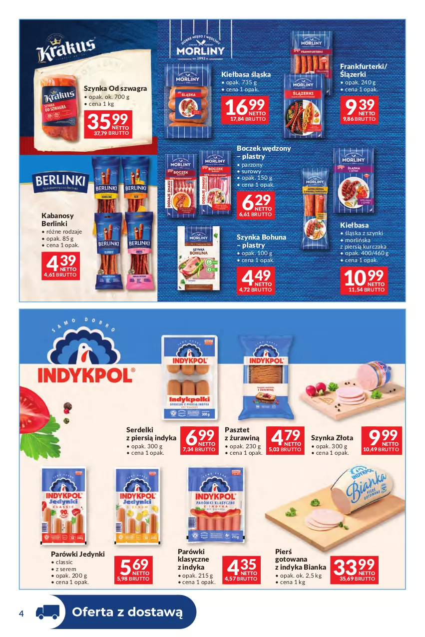 Gazetka promocyjna Makro - Dystrybucja do sklepów - ważna 09.06 do 06.07.2026 - strona 4 - produkty: Berlinki, Bianka, Boczek, Frankfurterki, Gra, Kabanos, Kiełbasa, Kiełbasa śląska, Kurczak, Parówki, Pasztet, Ser, Serdelki, Szynka