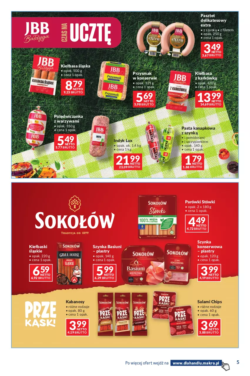 Gazetka promocyjna Makro - Dystrybucja do sklepów - ważna 09.06 do 06.07.2026 - strona 5 - produkty: Indyk lux, Kabanos, Kiełbasa, Kiełbasa śląska, Kiełbaski śląskie, Parówki, Pasztet, Salami, Ser, Szynka, Szynka konserwowa, Warzywa