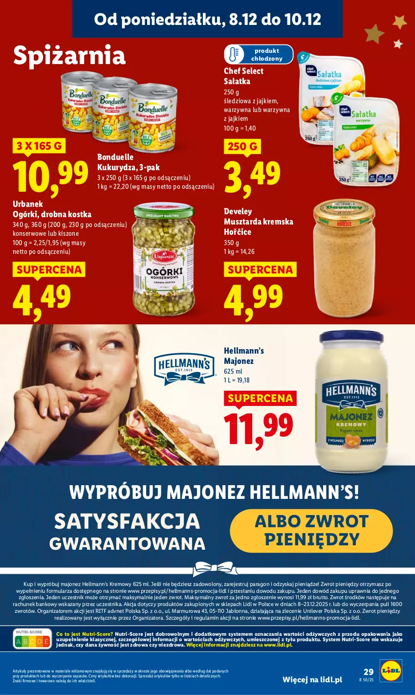 Gazetka promocyjna Lidl - GAZETKA - ważna 08.12 do 10.12.2025 - strona 37 - produkty: Bonduelle, Fa, Hellmann’s, Kukurydza, Majonez, Mus, Musztarda, Sałat, Sałatka, Ser