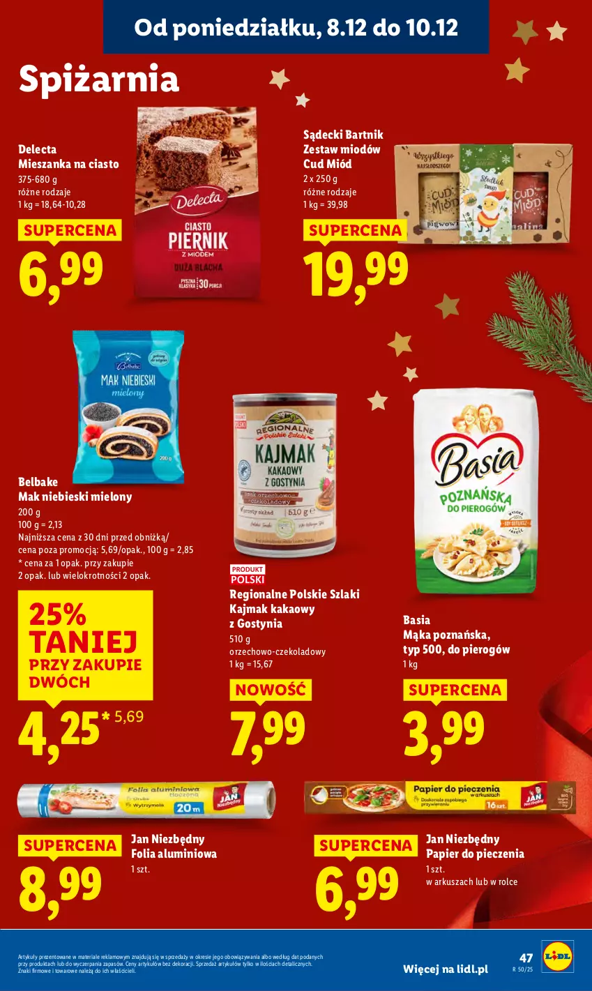 Gazetka promocyjna Lidl - GAZETKA - ważna 08.12 do 10.12.2025 - strona 55 - produkty: Basia, Delecta, Folia aluminiowa, Jan Niezbędny, Kakao, Mąka, Miód, Papier, Papier do pieczenia, Piec