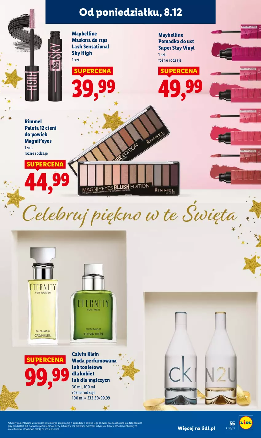 Gazetka promocyjna Lidl - GAZETKA - ważna 08.12 do 10.12.2025 - strona 63 - produkty: Bell, Calvin Klein, Maska, Maskara, Maybelline, Paleta, Perfum, Sati, Woda, Woda perfumowana