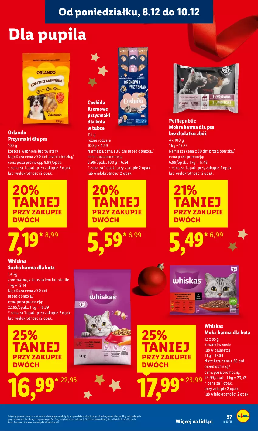 Gazetka promocyjna Lidl - GAZETKA - ważna 08.12 do 10.12.2025 - strona 65 - produkty: Gala, Kawa, Kurczak, Mokra karma, Przysmaki, Sos, Sucha karma, Whiskas