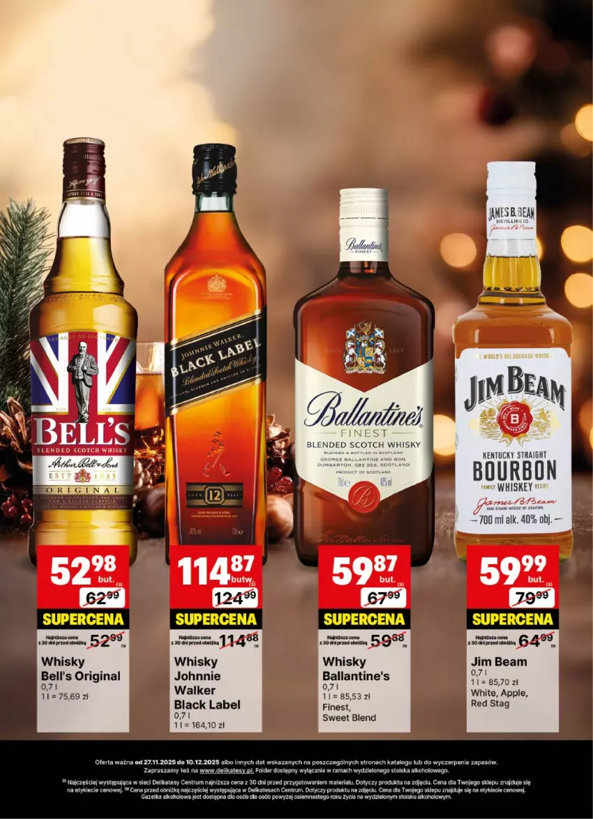 Gazetka promocyjna Delikatesy Centrum - Delibarek DC48-DC49 - ważna 27.11 do 10.12.2025 - strona 23 - produkty: Ballantine's, Bell, Fa, Gin, Jim Beam, Lack, Rama, Rum, Whiskey, Whisky