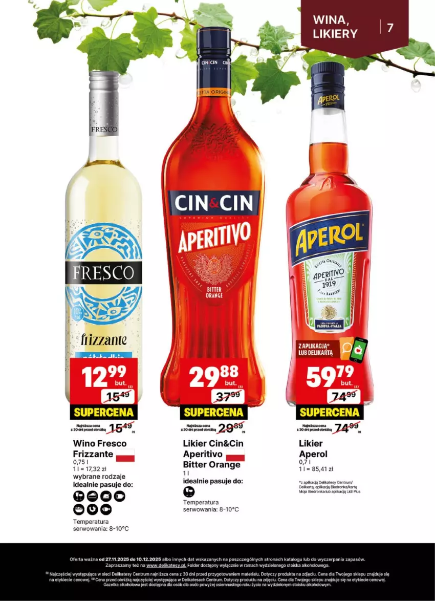 Gazetka promocyjna Delikatesy Centrum - Delibarek DC48-DC49 - ważna 27.11 do 10.12.2025 - strona 7 - produkty: Aperol, Fresco, Likier, Rama, Rum, Ser, Wino
