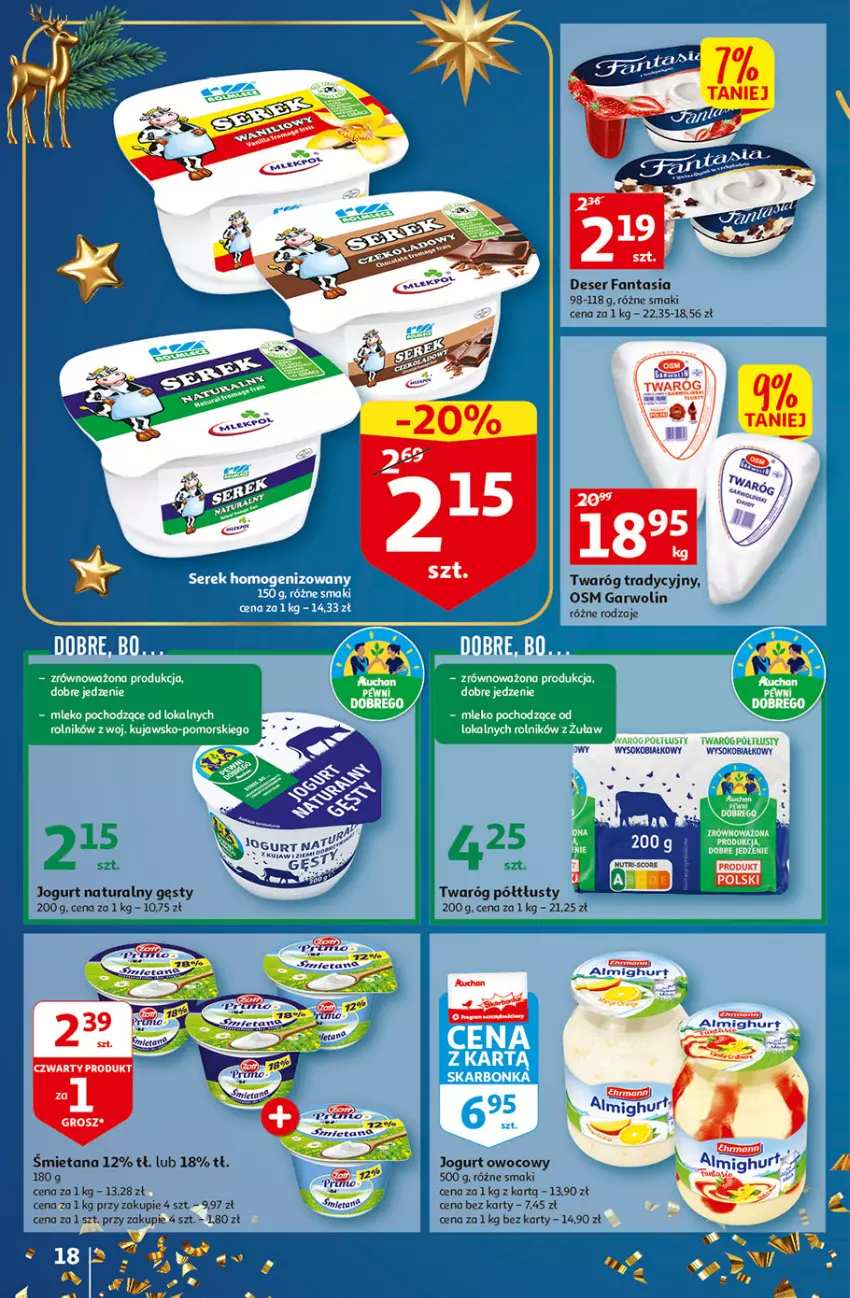 Gazetka promocyjna Auchan - Gazetka Magia Wigilijnego Stołu Auchan Hipermarket - ważna 15.12 do 24.12.2022 - strona 18 - produkty: Deser, Fa, Fanta, Jogurt, Jogurt naturalny, Jogurt owocowy, Rama, Ser, Serek, Serek homogenizowany, Twaróg, Twaróg półtłusty