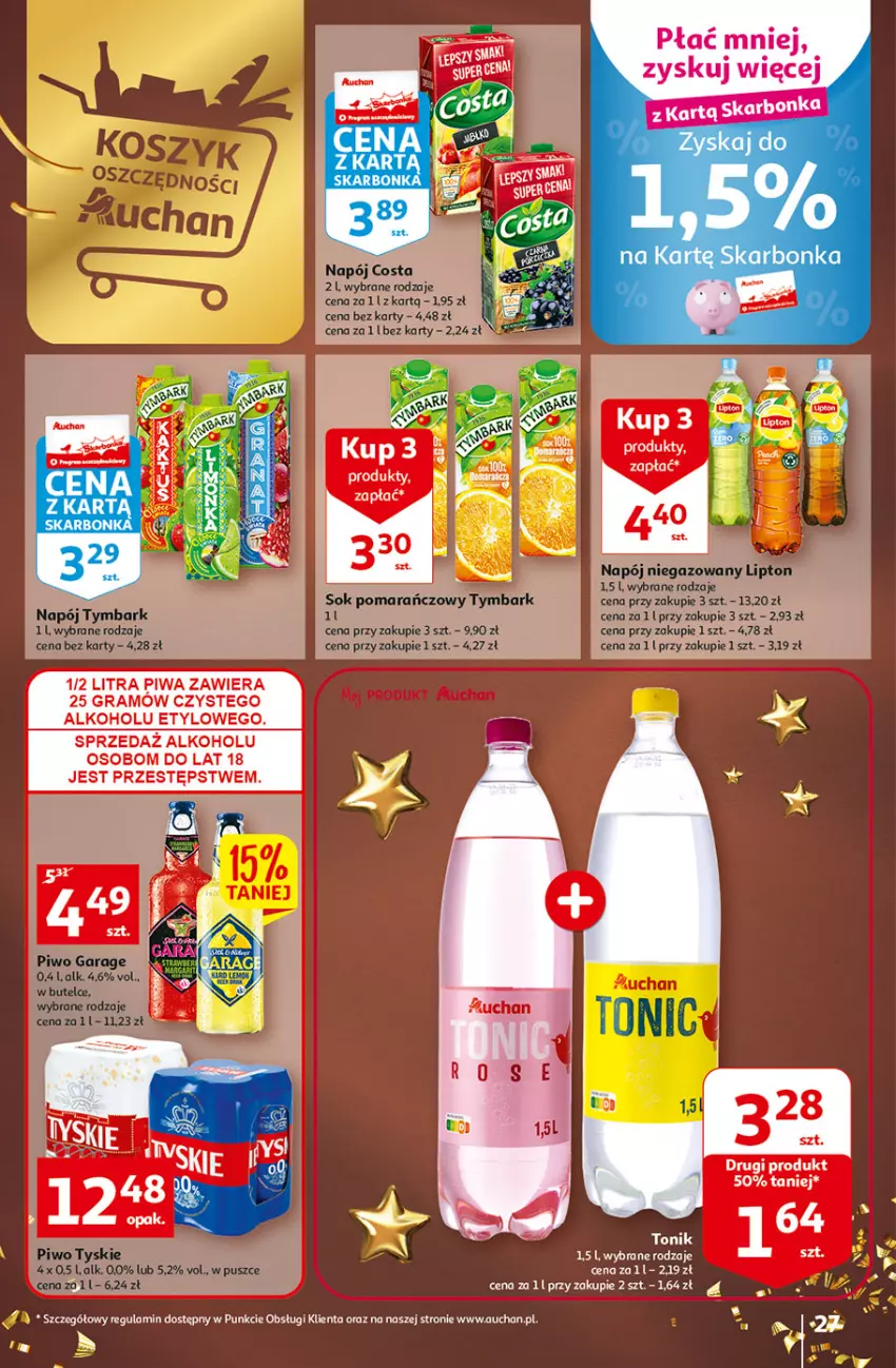 Gazetka promocyjna Auchan - Gazetka Magia Wigilijnego Stołu Auchan Hipermarket - ważna 15.12 do 24.12.2022 - strona 27 - produkty: Gra, Napój, Piwa, Tonik, Tymbark