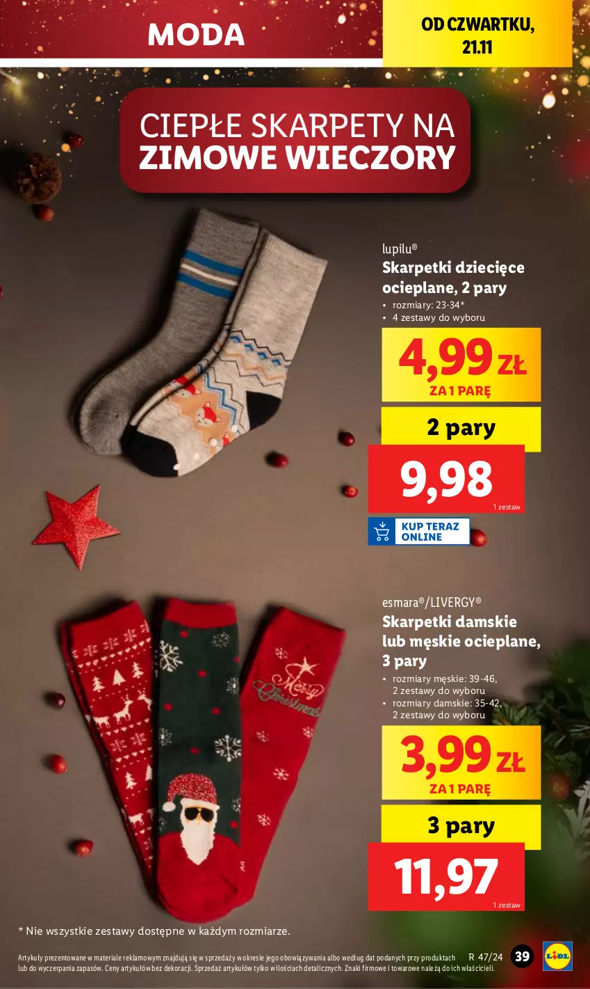 Gazetka promocyjna Lidl - GAZETKA - ważna 18.11 do 23.11.2024 - strona 41 - produkty: Dzieci, Karp, Moda, Skarpetki