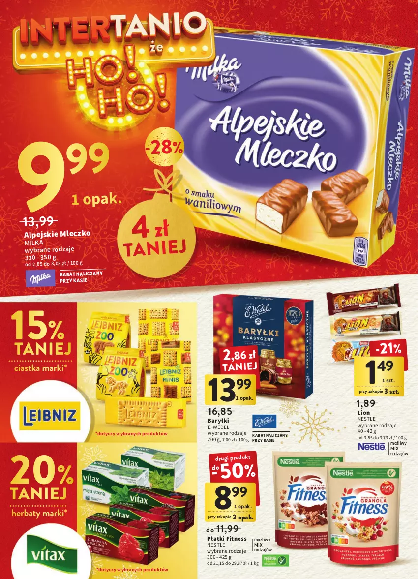 Gazetka promocyjna Intermarche - Gazetka Intermarche - ważna 15.12 do 19.12.2022 - strona 34 - produkty: Baryłki, Ciastka, E. Wedel, Lion, Milka, Mleczko