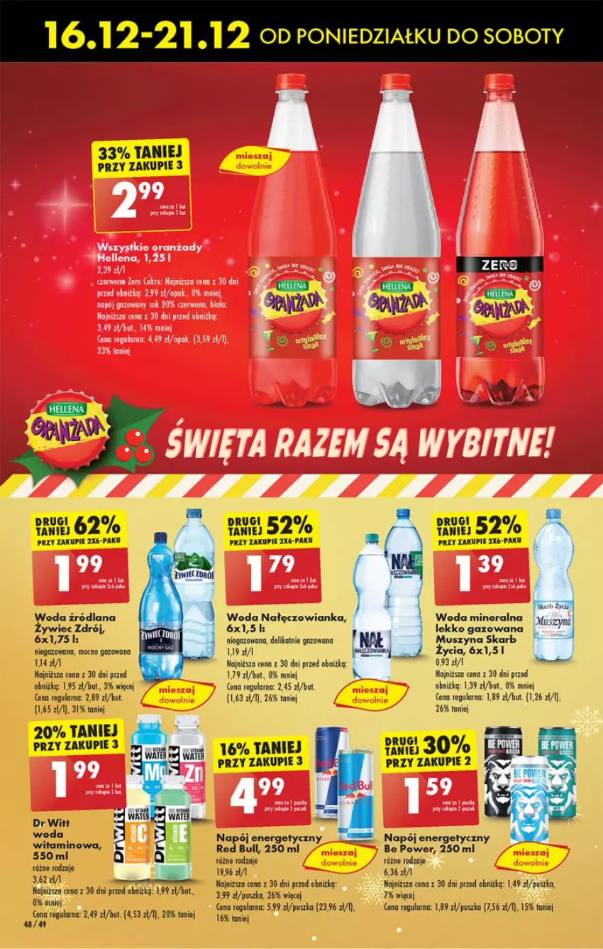 Gazetka promocyjna Biedronka - Od Poniedziałku - ważna 16.12 do 21.12.2024 - strona 58 - produkty: LANA, Mus, Nałęczowianka, Napój, Napój energetyczny, Red Bull, Szyna, Woda, Woda mineralna