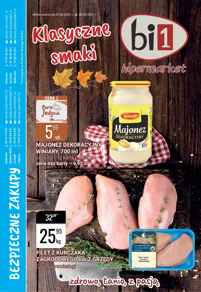 Gazetka promocyjna Bi1 - Klasyczne smaki - ważna 22.09 do 28.09.2021 - strona 1 - produkty: Kurczak, Majonez, Piec, Winiary